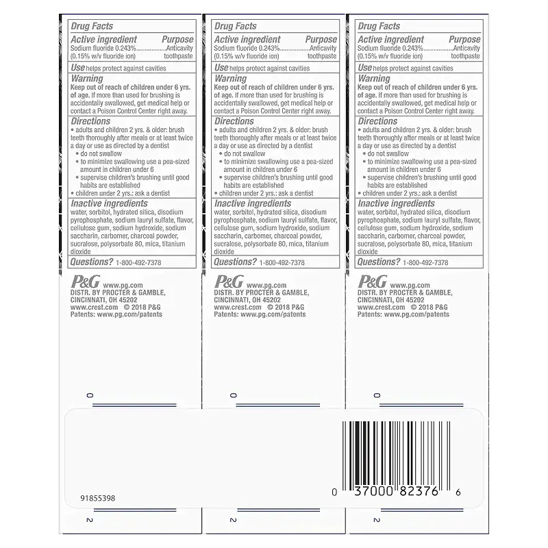 Crest Charcoal 3D White Toothpaste Whitening Therapy Deep Clean with Fluoride — 4.1 oz