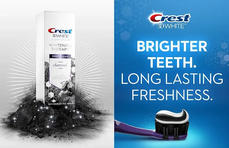Crest Charcoal 3D White Toothpaste Whitening Therapy Deep Clean with Fluoride — 4.1 oz