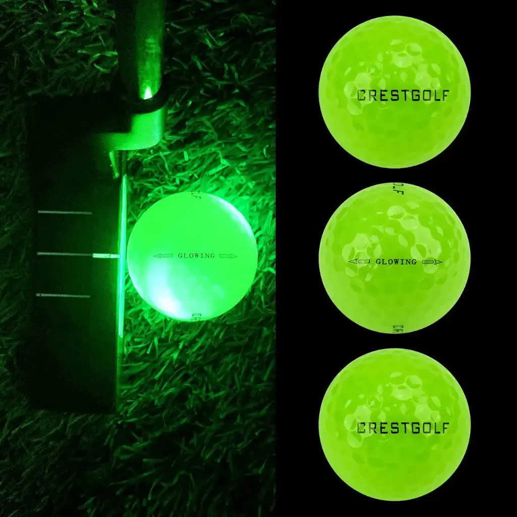 Crestgolf Glow in The Dark Golf Balls ,Glow Golf Ball with 4 Light Sources Super Bright — pack of 6