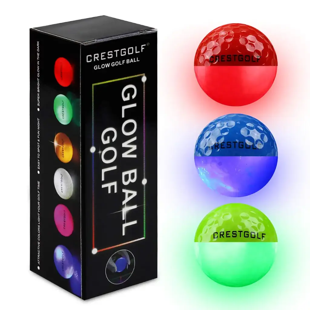 Crestgolf Led Glow Golf Balls in The Dark, Night Built-in 4 Led Lights Golf Balls Bright for Golf Long Distance Red+Blue+Green,3pcs