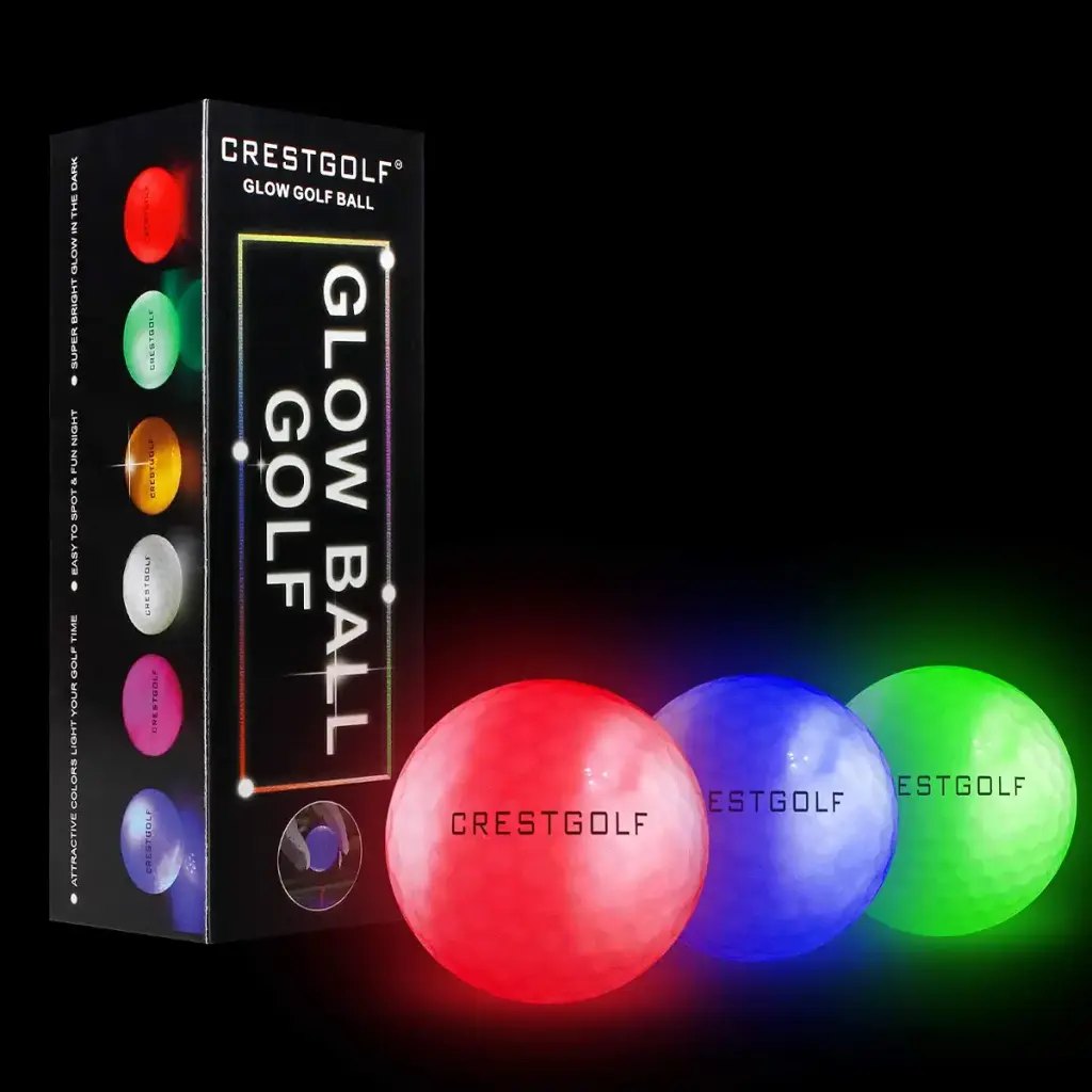 Crestgolf Led Glow Golf Balls in The Dark, Night Built-in 4 Led Lights Golf Balls Bright — Crestgolf