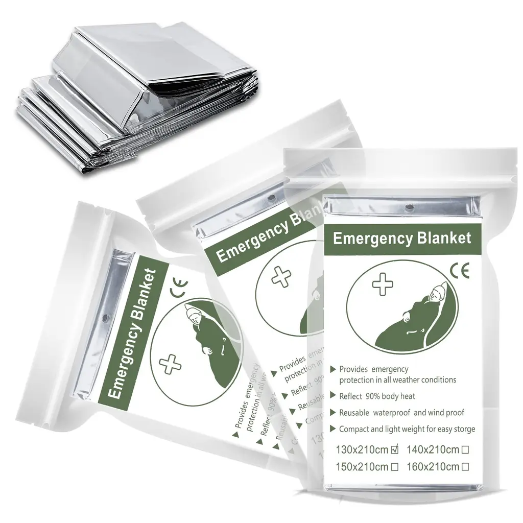 Crisonky Emergency Mylar Thermal Blankets Designed for Outdoors Survival Reflective Thermal First Aid Foil Blanket 3-packs