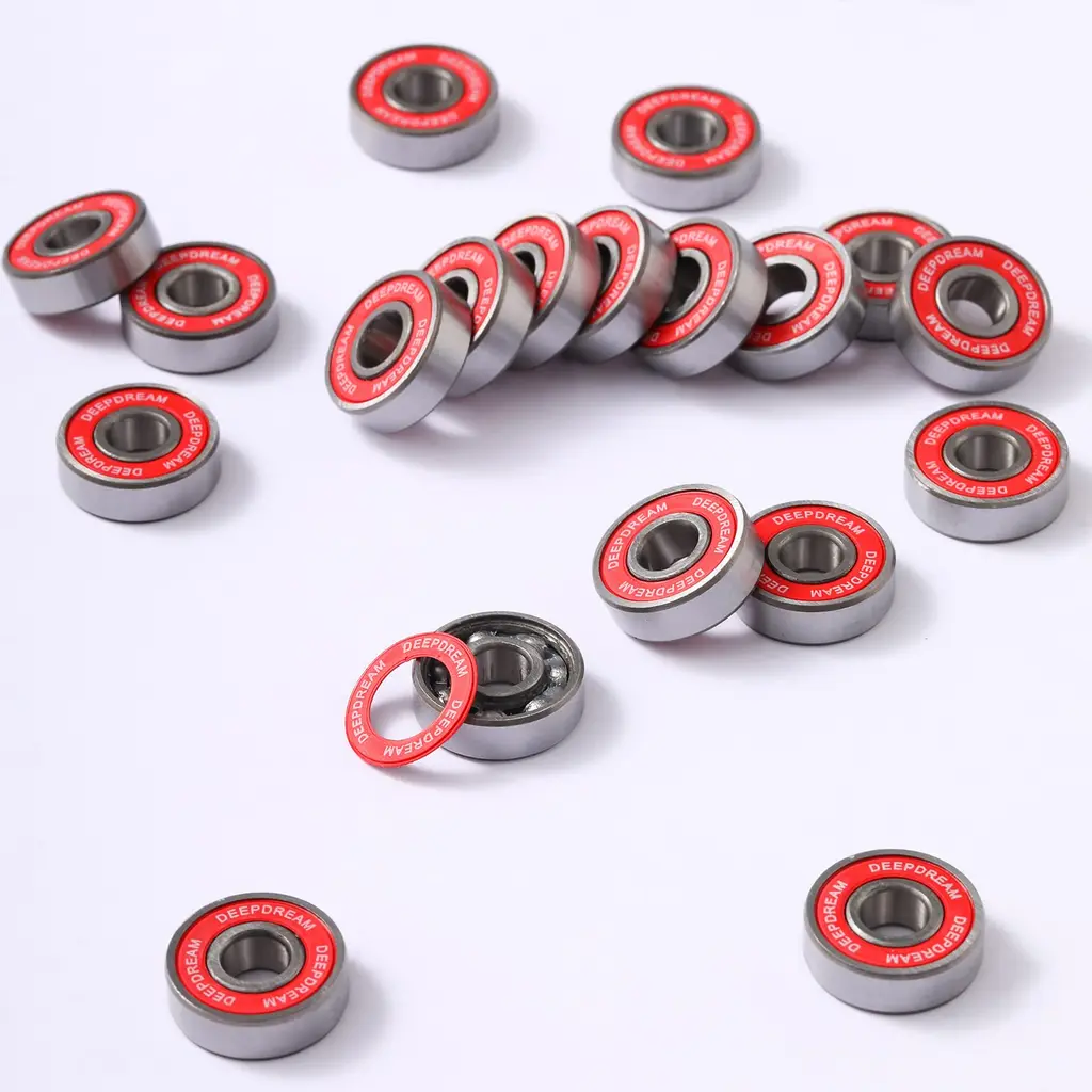 DEEPDREAM 608 ZZ Skateboard Bearings, Sackorange 608zz Double Shielded,8x22x7 Miniature Ball Bearings 20 psc Red
