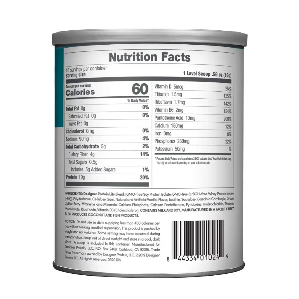 Designer Protein Lite, Vanilla Cupcake, 9.03 Ounce, Low Calorie Protein Powder Vanilla — 9.03 oz