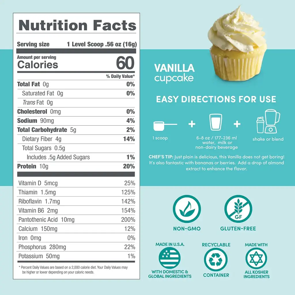 Designer Protein Lite, Vanilla Cupcake, 9.03 Ounce, Low Calorie Protein Powder Vanilla — 9.03 oz