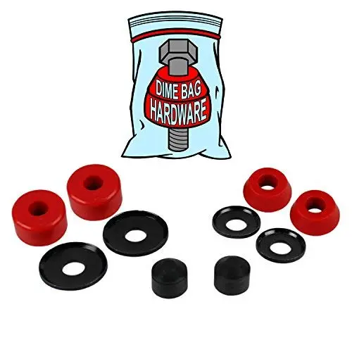 Dime Bag Hardware Skateboard Truck Rebuild Kit Bushings Washers Pivot Cups for 2 Trucks 96A Red