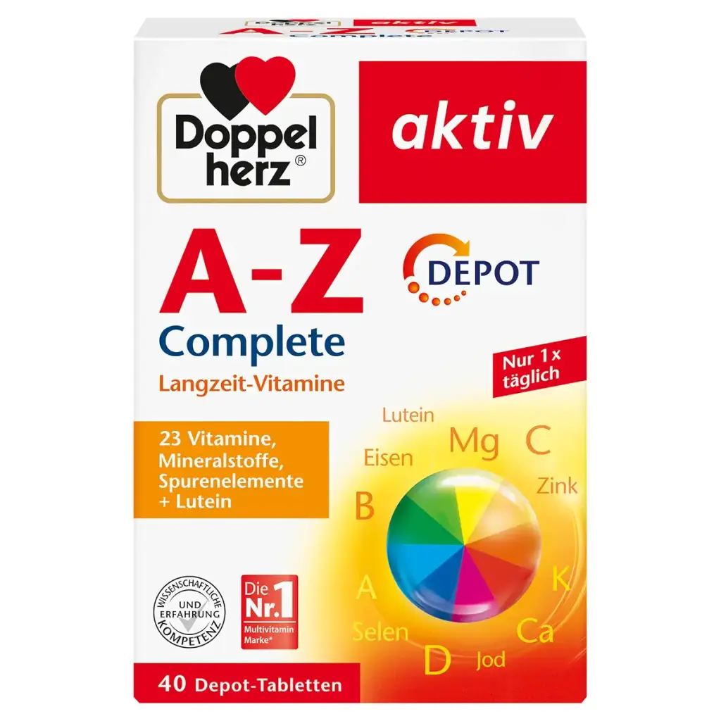 Doppelherz AZ Complete - Long-term vitamins - 23 vitamins minerals & trace elements PLUS lutein - 40 DEPOT tablets