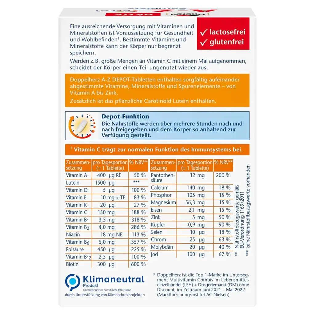 Doppelherz AZ Complete - Long-term vitamins - 23 vitamins minerals & trace elements PLUS — Tablets