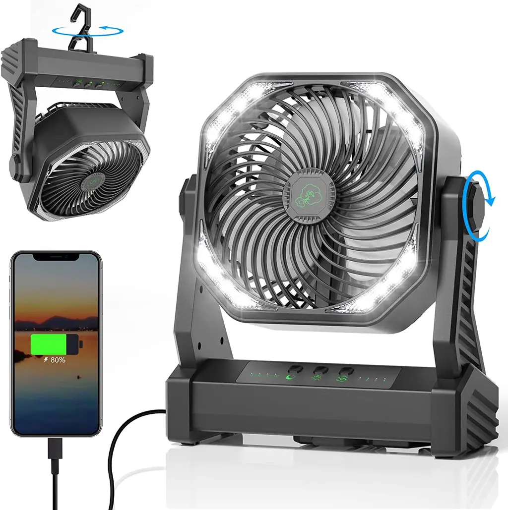 Dr.Chop D10 20000mAh Camping Fan with LED Light, view 3