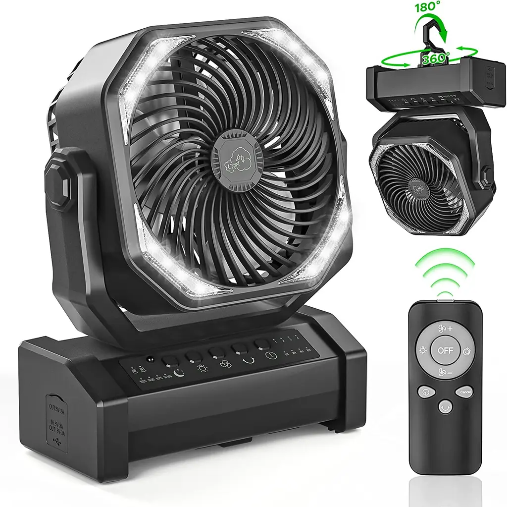 Dr.Chop D12 20000mAh Camping Fan with LED Lantern, view 2