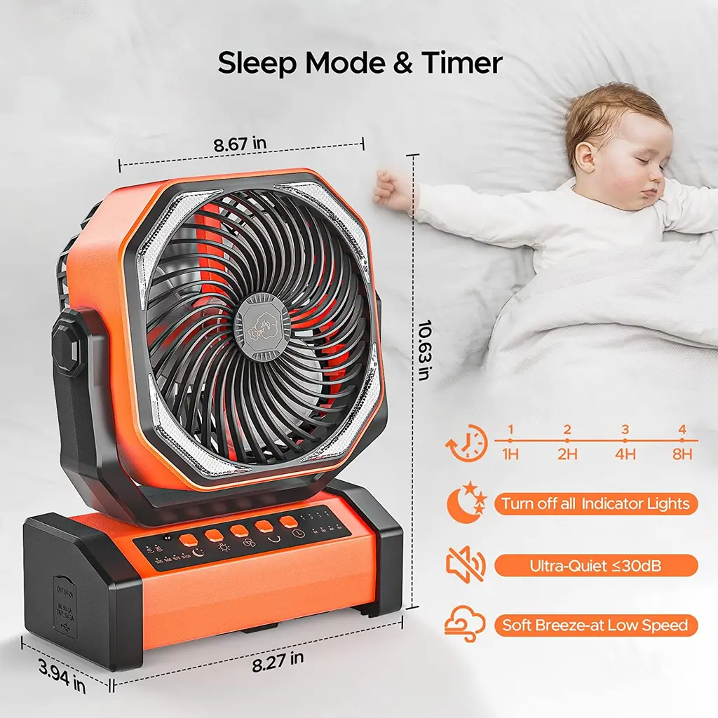 Dr.Chop D12 20000mAh Camping Fan with LED Lantern, view 7