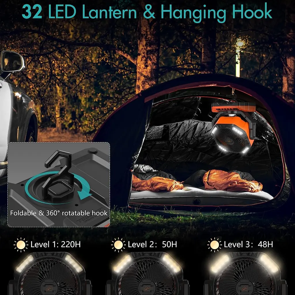Dr.Chop D13 40000mAh Camping Fan with Led Light, view 4