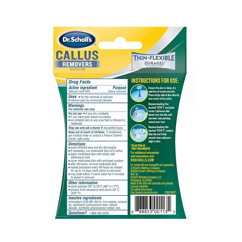 Dr Scholl's Duragel Callus Removers, 4 Cushions and 4 Medicated Discs, (Packaging May — Body Support
