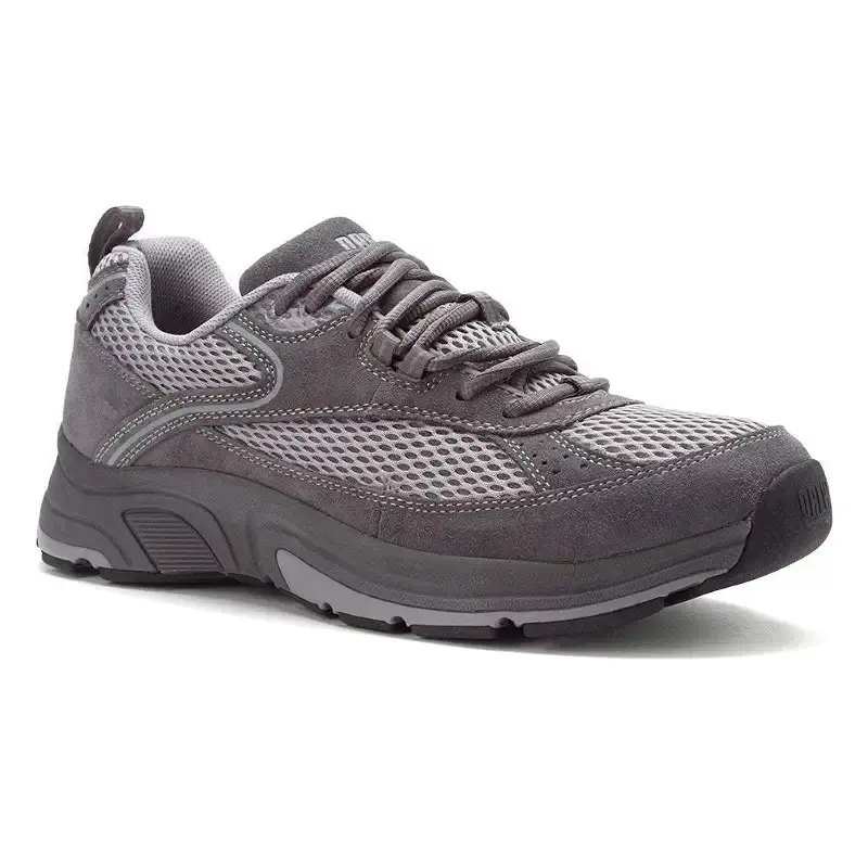 Drew Men's Aaron Comfortable Walking Shoe with Extra Depth 11 XX-Wide Grey Leather — Body Support