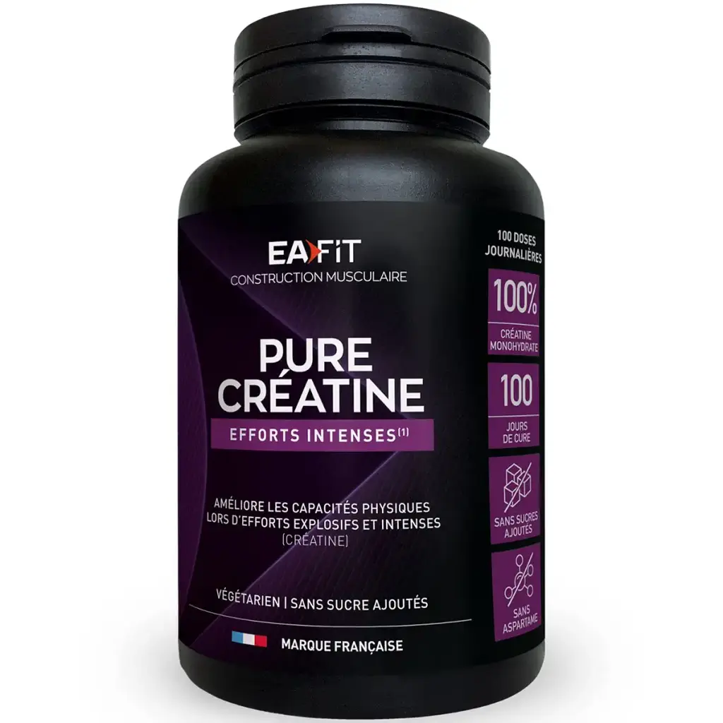 EAFIT - Pure Creatine - Improves Physical Abilities - 3g Creatine Monohydrate by Shaker - Intense Efforts Muscle Gain