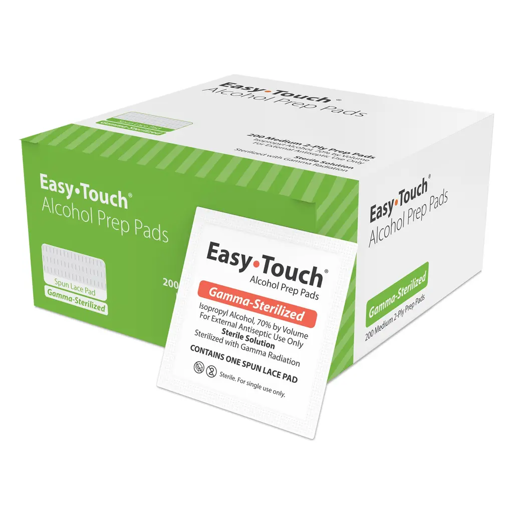 EasyTouch Gamma-Sterilized Alcohol Prep Pads, Box of 200 200 Count (Pack of 1)