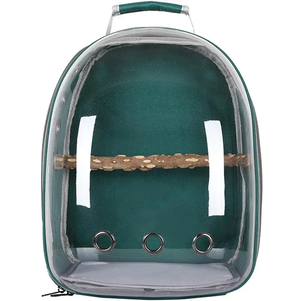 Eeneme Pet Parrot Carrier Bird Travel Bag Backpack Space Capsule Bag Transparent Backpack Breathable Parrot Backpack Green