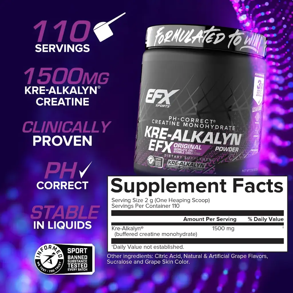 EFX Sports Kre-Alkalyn EFX Powder | pH Correct Creatine Monohydrate Powder Supplement — Powder
