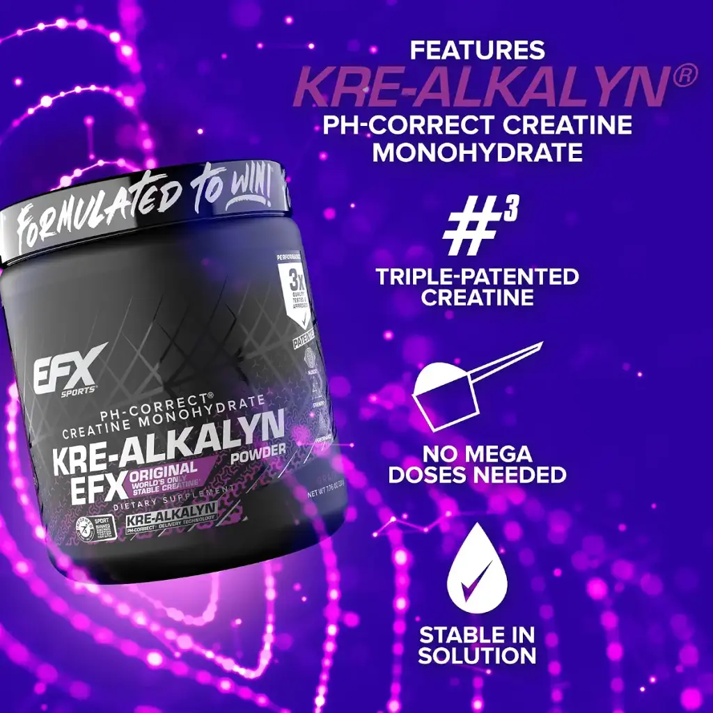 EFX Sports Kre-Alkalyn EFX Powder | pH Correct Creatine Monohydrate Powder Supplement — Grape