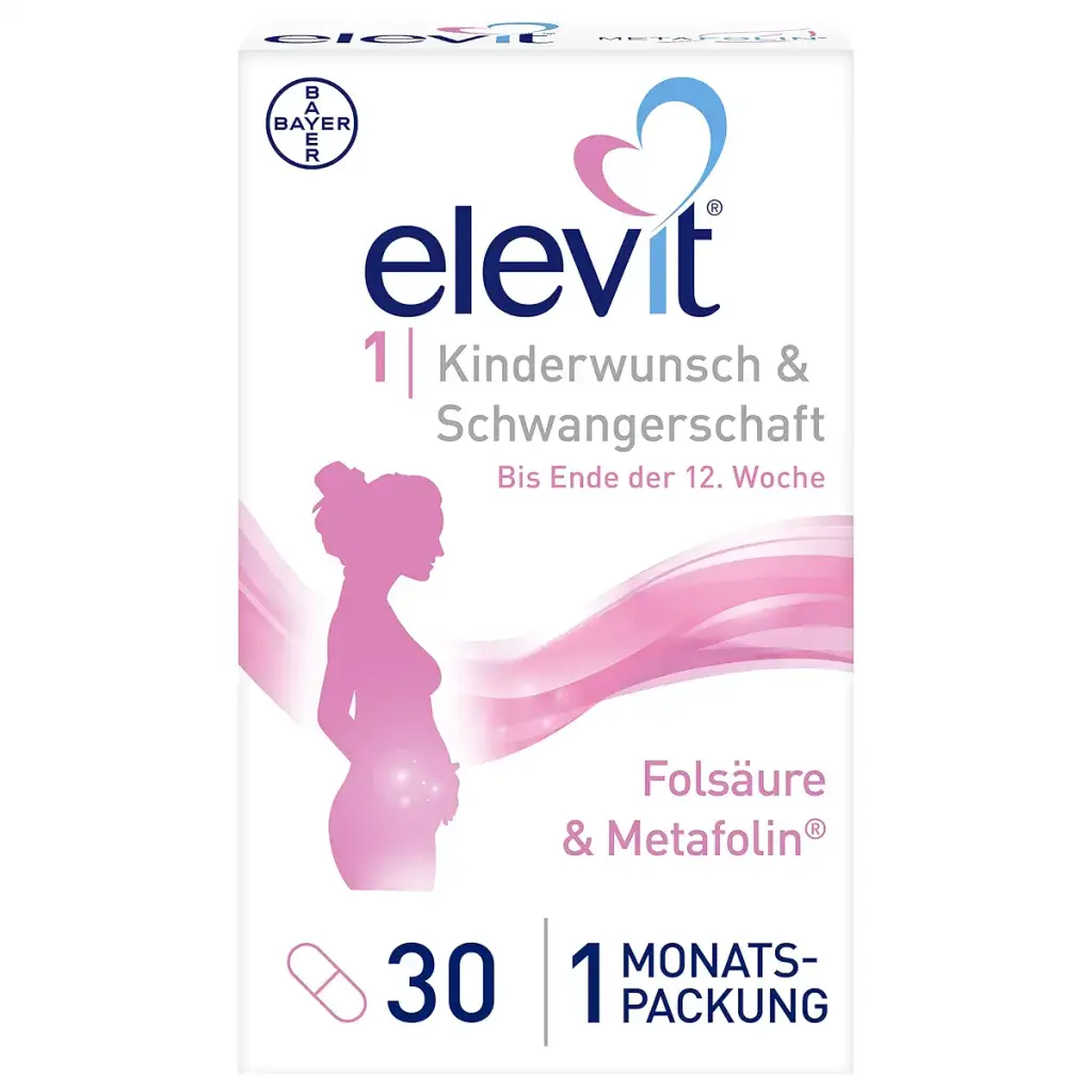 Elevit 1 - Folic acid high -dose - desire to have children and pregnancy - 20 vitamins and minerals for the development of the baby - 1 x 30 tablets 1 piece (30 pack)