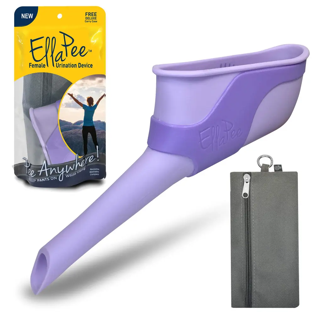 EllaPee Womens Urinal Funnel Female Urination Device for Women, Camping Accessories, Hiking, Outdoor Activities & More with Medical Grade Silicone (Reusable) So You Can Stand to Pee with Included Bag Purple