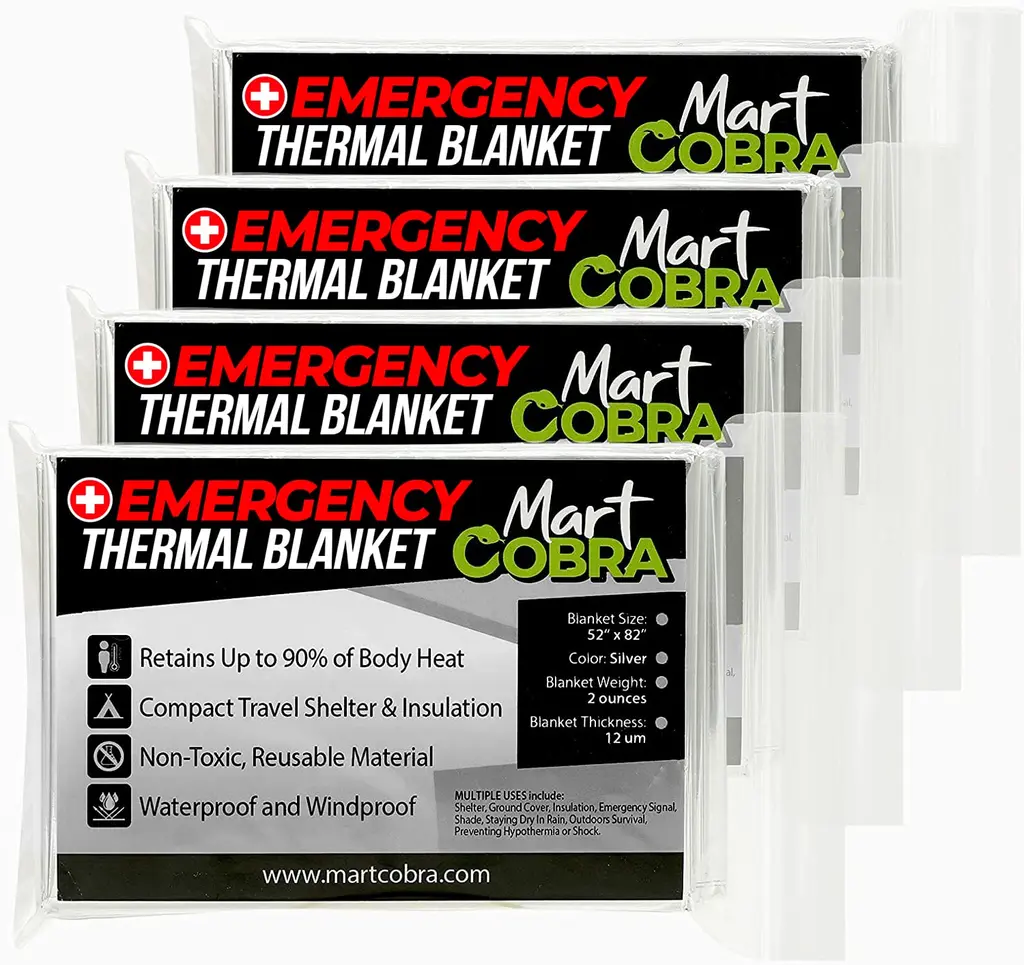Emergency Blankets for Survival Gear and Equipment x4 Mylar Blankets Space Blanket Thermal Blanket Emergency Blanket Car Emergency Thermal Blankets for Survival Blanket Foil Blanket Solar Blanket 4 Pack Silver