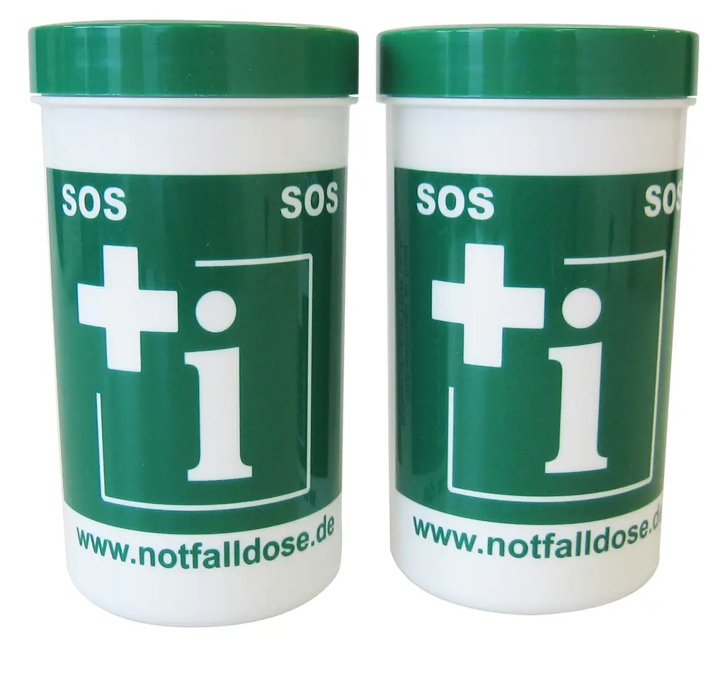 Emergency box with emergency information sheet and two stickers set of 2