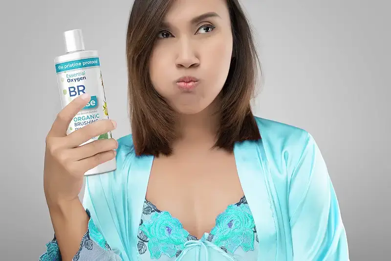 Essential Oxygen Certified BR Organic Brushing Rinse, All Natural Mouthwash for Whiter — Oral Care