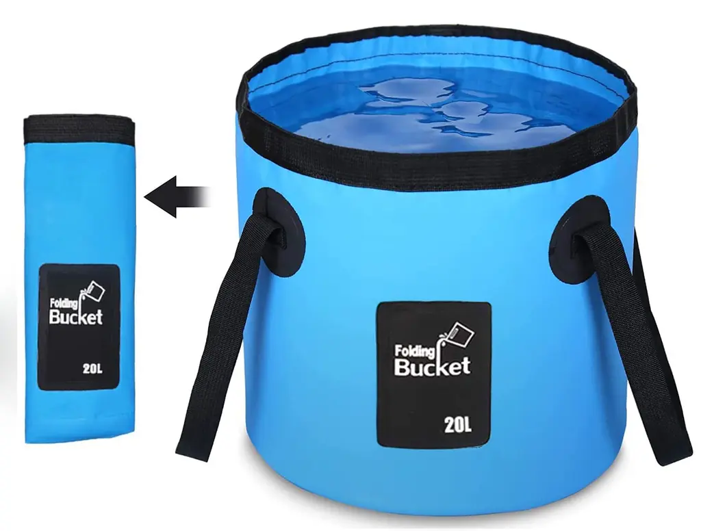 Esthesia Collapsible Bucket, 5 Gallon Portable Folding Water Portable Collapsible Wash Basin Folding Bucket Water Container Fishing Bucket for Travelling Camping Hiking Fishing Gardening Blue