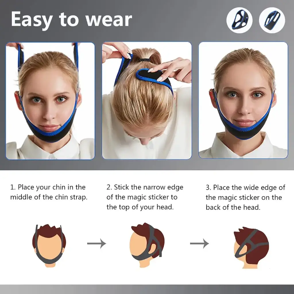 Evsfoex 2PCs Anti Snoring Chin Strap for CPAP Users & Mouth Snorers Snore Reduction Chin — pack of 2