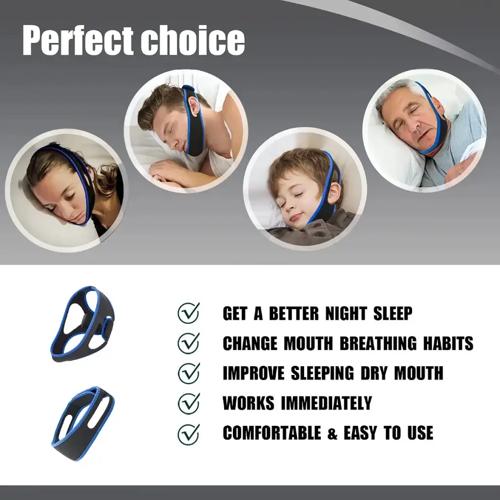 Evsfoex 2PCs Anti Snoring Chin Strap for CPAP Users & Mouth Snorers Snore Reduction Chin — pack of 2