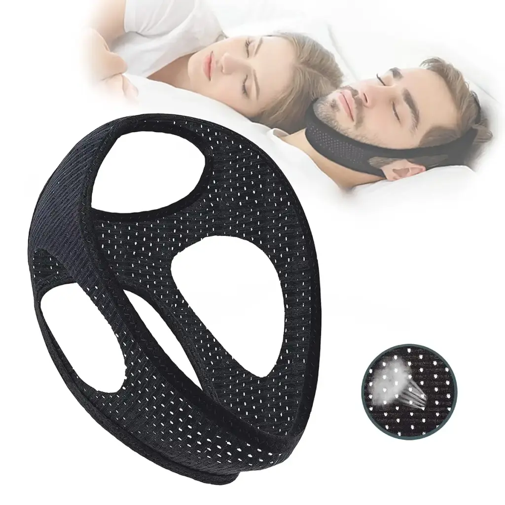 Evsfoex Anti Snoring Chin Strap to Keep Mouth Closed for Men and Women Chin Strap for Cpap Users Snoring Solution Snoring Chin Strap for Better Sleep (Black)