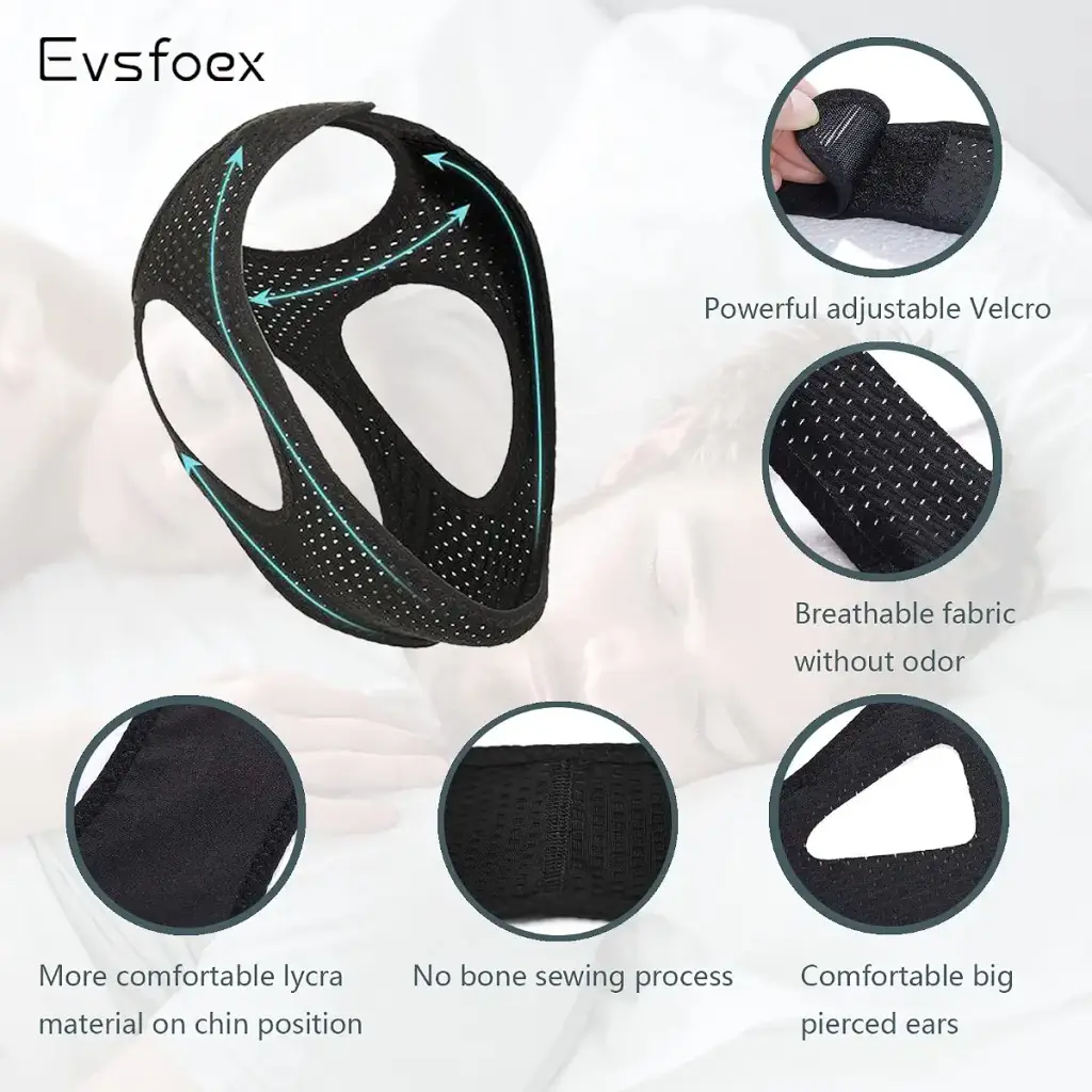 Evsfoex Anti Snoring Chin Strap to Keep Mouth Closed for Men and Women Chin Strap for — Sleep Wellness