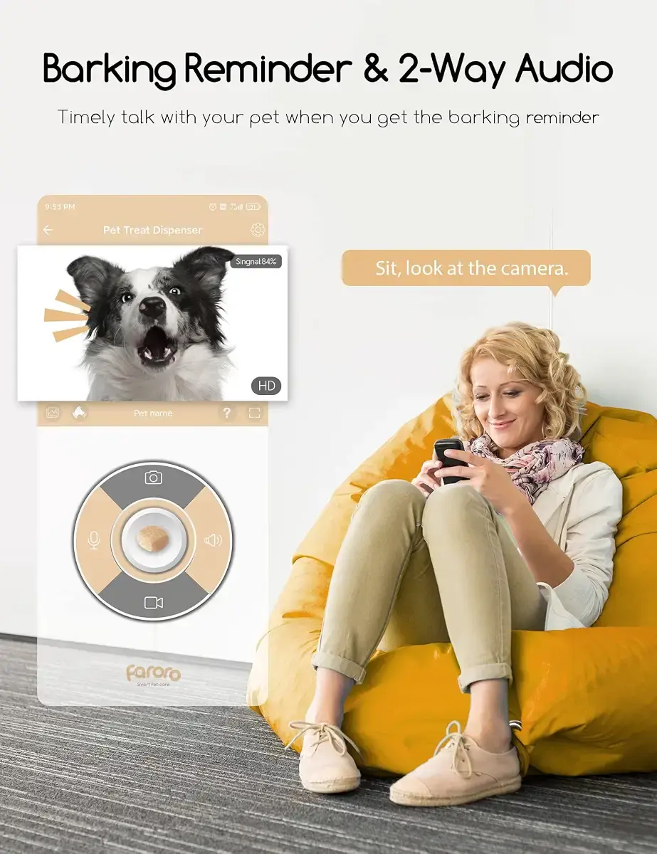 Faroro Dog Camera with Treat Dispenser, 2.4G WiFi Pet Camera with Two Way Audio and 1080P — 2.4 g
