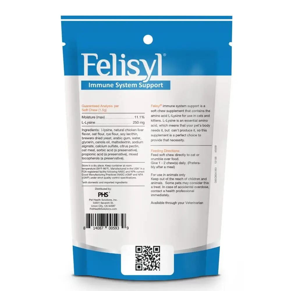 Felisyl Immune System Support for Cats - Amino Acid L-Lysine - Produce Antibodies — Vitamins