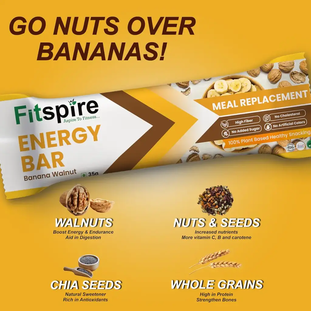 Fitspire Chocolate Banana Walnut - Energy Bar | 100% Vegan | Gluten Free | Sugar Free — Bar