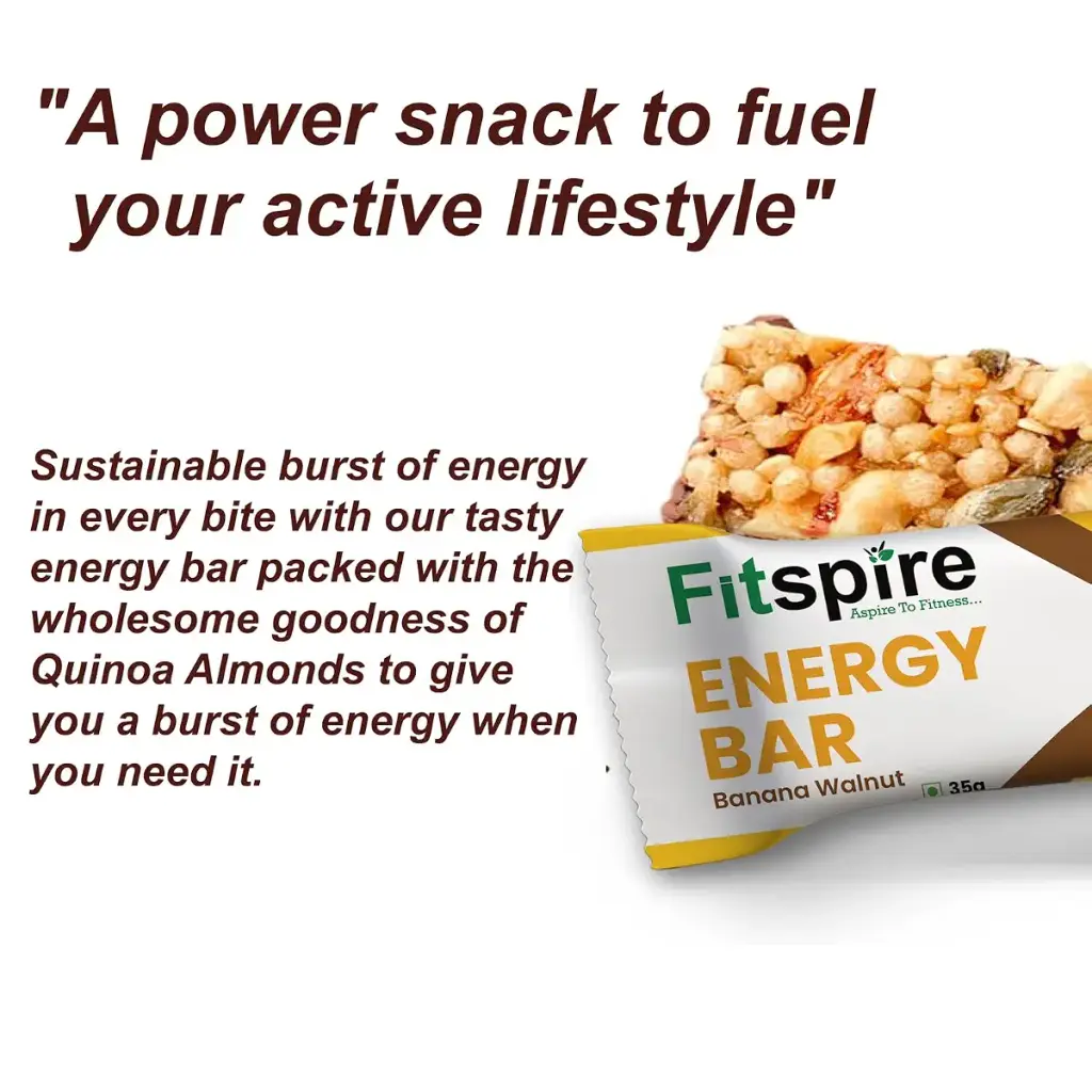 Fitspire Chocolate Banana Walnut - Energy Bar | 100% Vegan | Gluten Free | Sugar Free — pack of 12