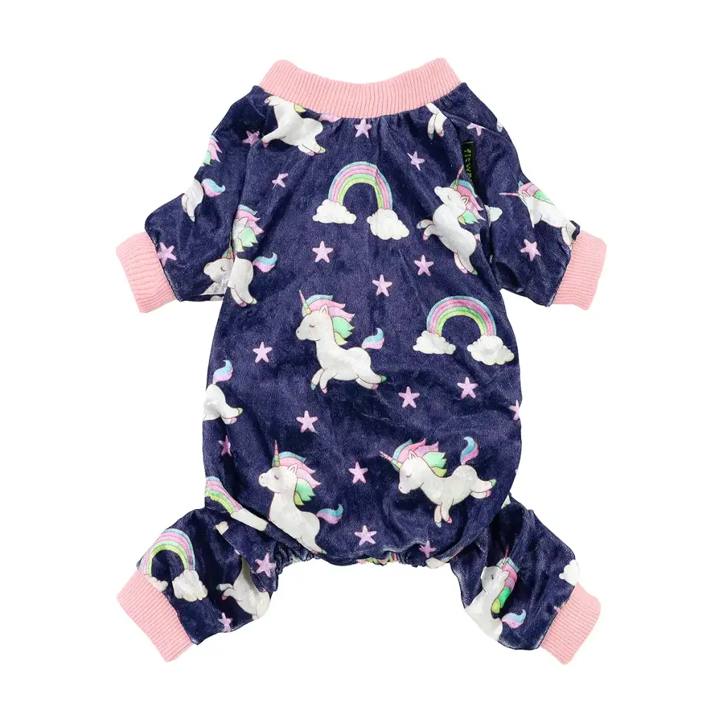Fitwarm Fairy Unicorn Dog Pajamas Pet Clothes Jumpsuit PJS Apparel Soft Velvet Purple Medium