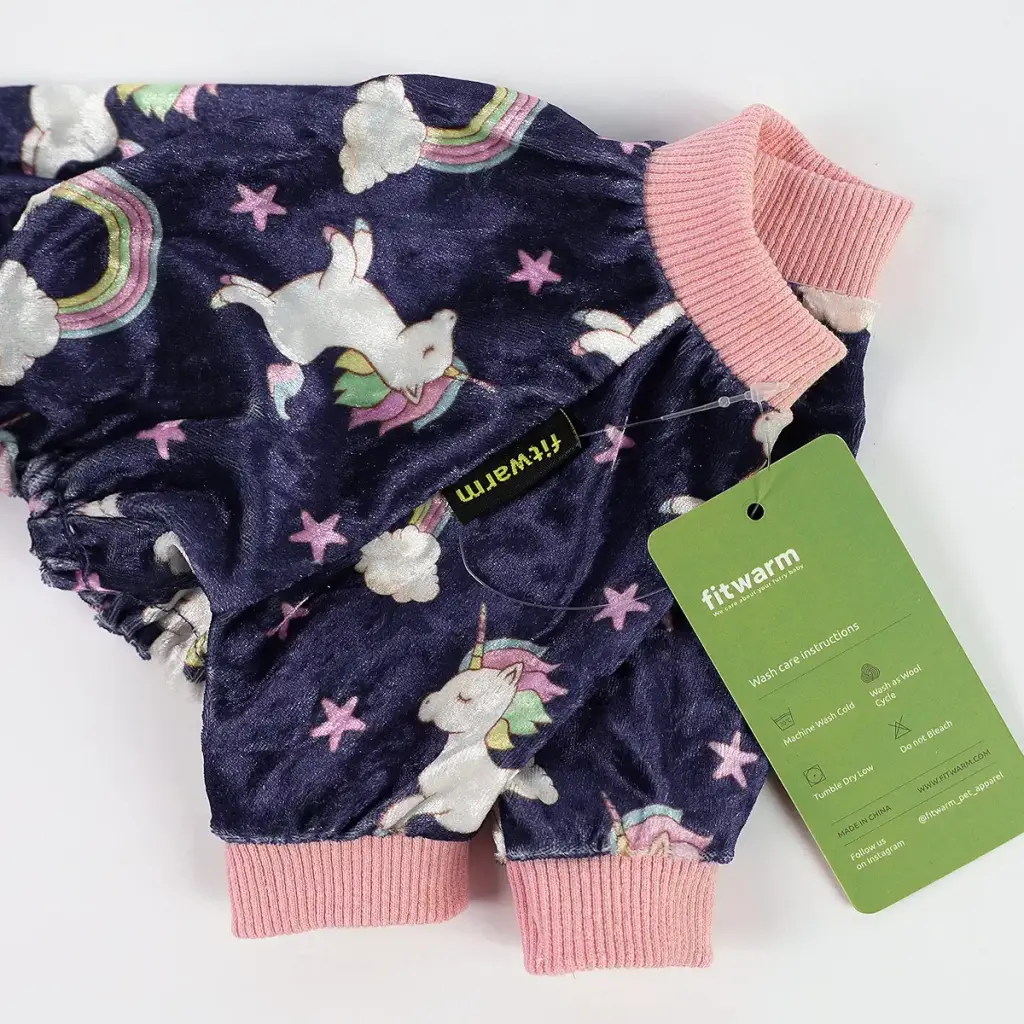 Fitwarm Fairy Unicorn Dog Pajamas Pet Clothes Jumpsuit PJS Apparel Soft Velvet Purple — Pet