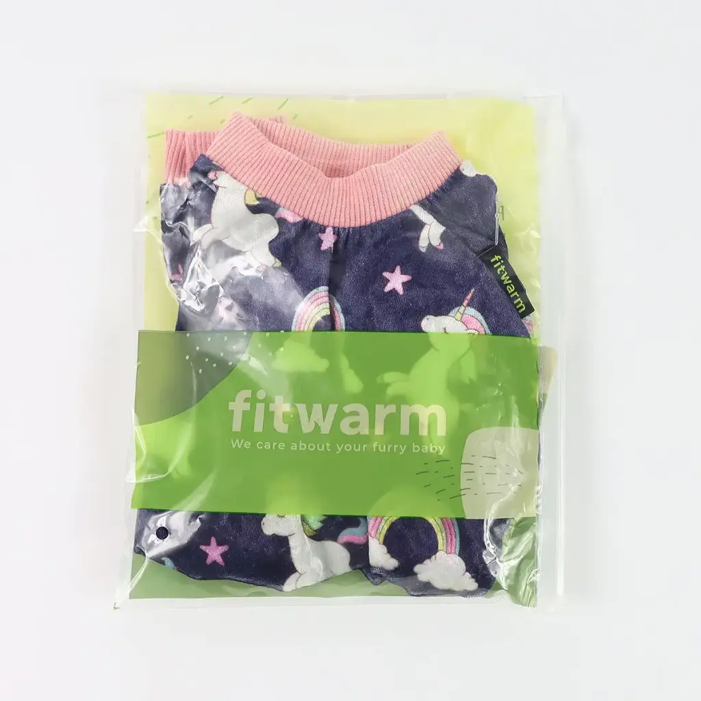 Fitwarm Fairy Unicorn Dog Pajamas Pet Clothes Jumpsuit PJS Apparel Soft Velvet Purple — Fitwarm