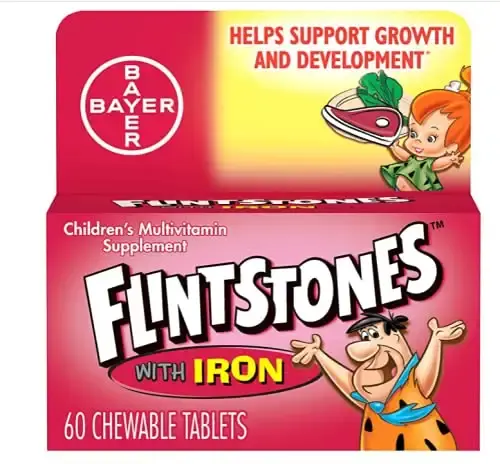 Flintstones Childrens Multivitamin Supplement with Iron Chewable Tablets, 60 Each (Pack of 2) by Flintstones Vitamins 60 Count (Pack of 2)