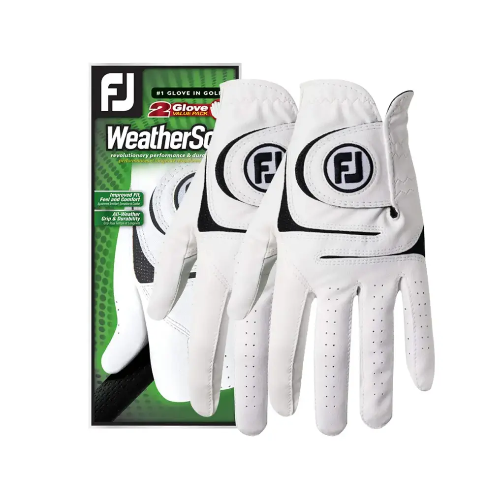 FootJoy Men's WeatherSof Golf Gloves, Pack of 2 (White) White Medium Left