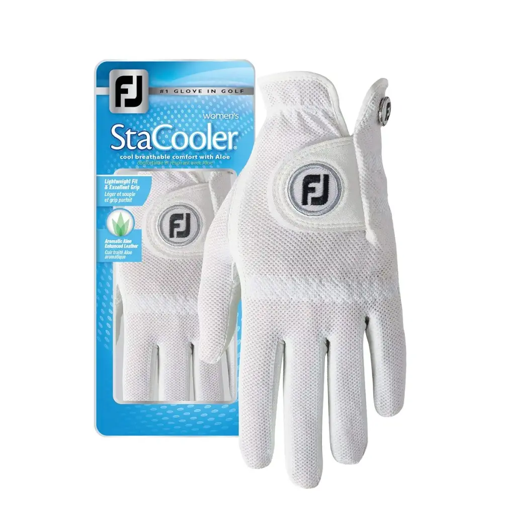 FootJoy Women's StaCooler Golf Gloves (White) Pearl Medium Left