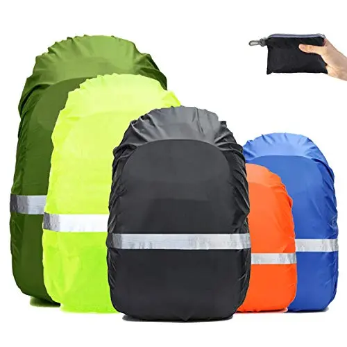 Frelaxy Hi-Visibility Backpack Rain Cover with Reflective Strip 100% Waterproof Ultralight Backpack Cover, Storage Pouch, Anti-Slip Cross Buckle Strap, for Hiking, Camping, Biking, Outdoor, Traveling Black with Reflective Strip M (For 25L-35L backpack)