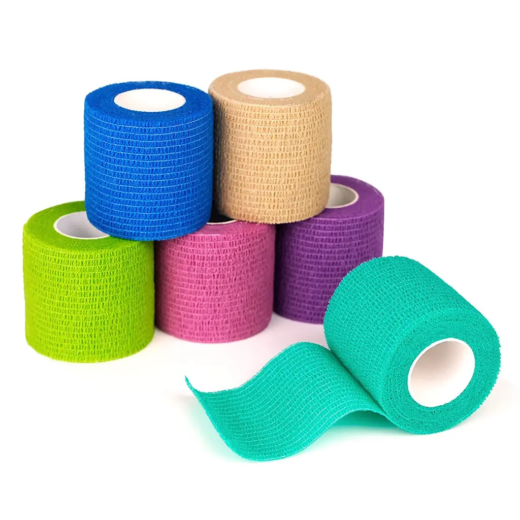 FriCARE Nonwoven Self-Adhesive Bandage, Self-Adherent Cohesive First Aid Medical Wrap, Elastic Athletic/Vet Tape for Wrist 2 Inches Wide 6 Count (Pack of 1) Rainbow