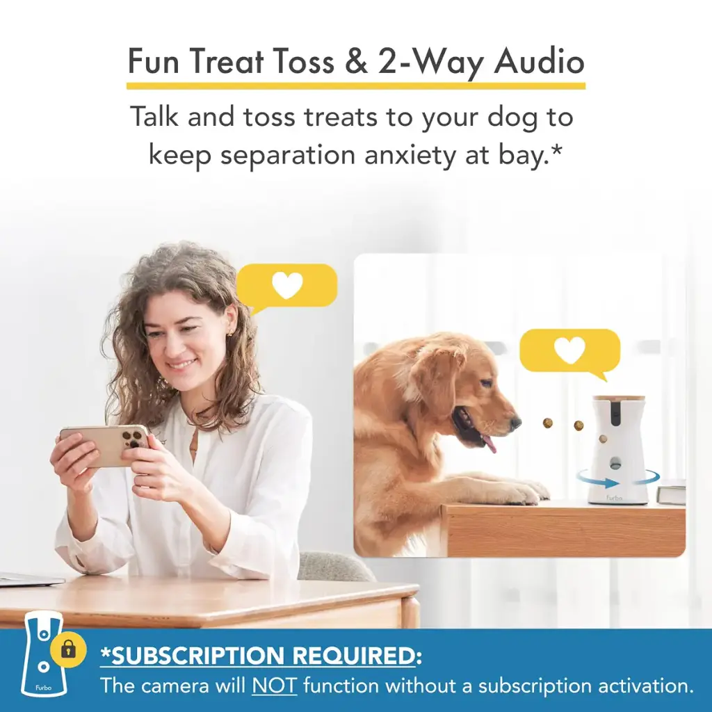 Furbo 360 Dog Camera w/Subscription Premium Safety Package Smart Camera Designed for Dogs — Pet