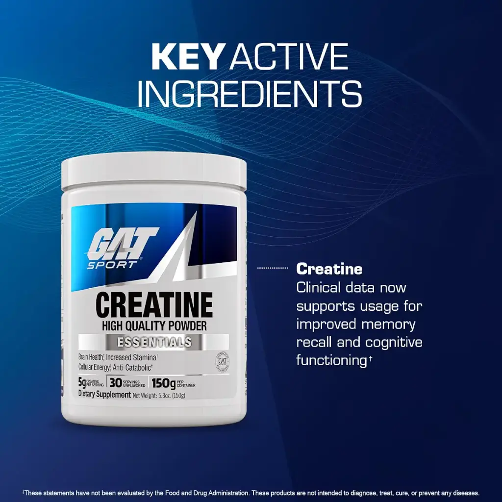 GAT SPORT Creatine Monohydrate Powder 150 Grams Strength Brain Health GLP1 Support — 150 g
