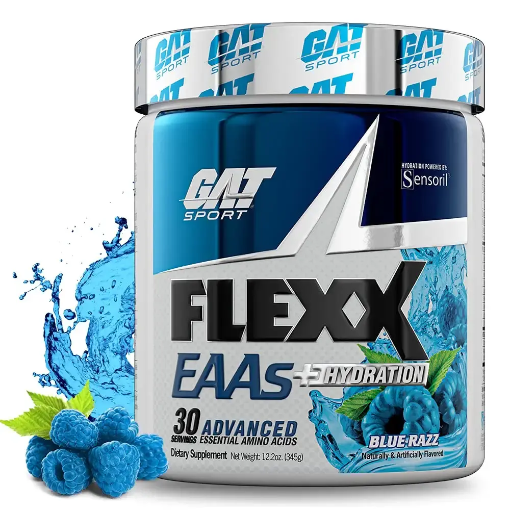 GAT Sport Flexx EAAs + Hydration, Essential Amino Acids with BCAAs, Blue Razz, 30 Servings