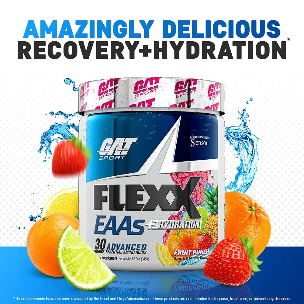GAT Sport Flexx EAAs + Hydration, Essential Amino Acids with BCAAs, Blue Razz, 30 Servings — Sports Nutrition