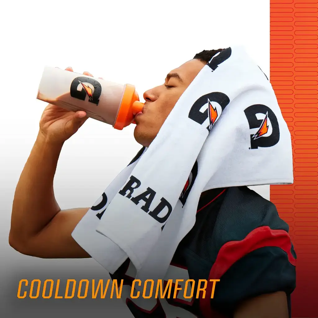 Gatorade Sideline Towel, White, 21" x 39", 100% Cotton, Machine Washable — Gatorade